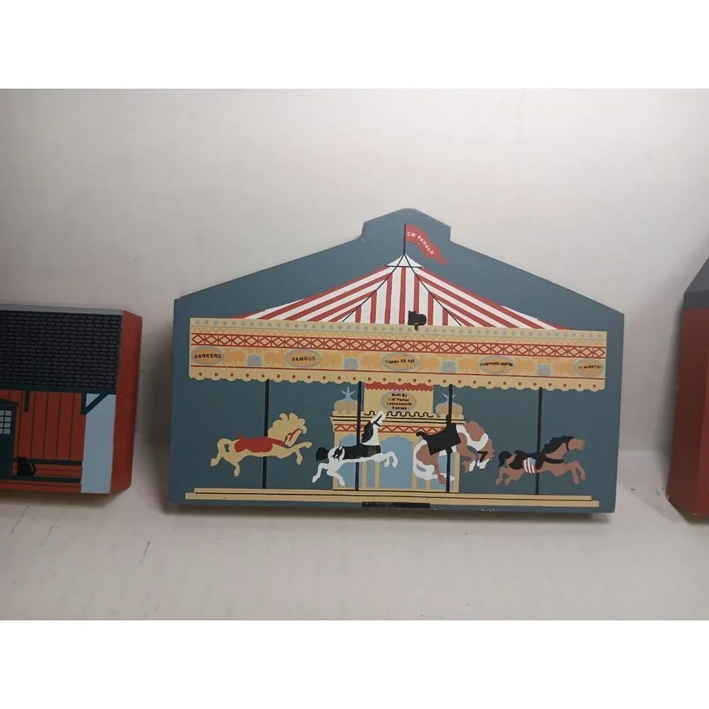 The Cats Meow Village Vintage Lot Of 3 Wooden Country Cupboard Carousel Depot